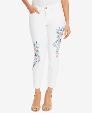 Vintage America Boho Embroidered Ankle Skinny Jeans