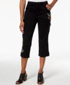 Style & Co Bloomfields Embroidered Cargo Capri Pants, Created For Macy's