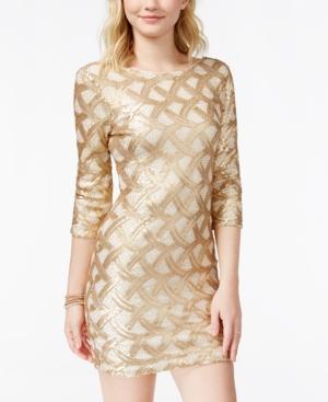 As U Wish Juniors' Sequin Scalloped Bodycon Dress