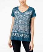 Style & Co Metallic-printed T-shirt, Created For Macy's