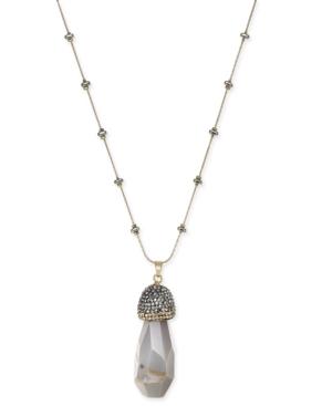 Paul & Pitu Naturally 14k Gold-plated Agate And Hematite Crystal Pendant Necklace
