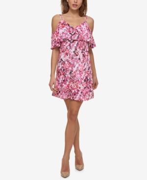 Jessica Simpson Printed Cold-shoulder Popover Dress