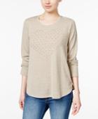 Style & Co. Studded-heart Pleated Top, Only At Macy's