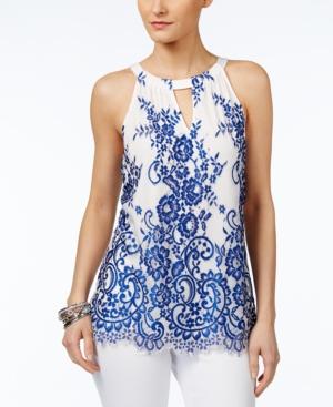 Inc International Concepts Petite Lace Halter Top, Created For Macy's