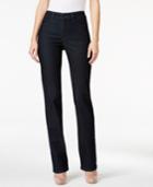 Nydj Dark Enzyme Wash Embroidered Straight-leg Jeans