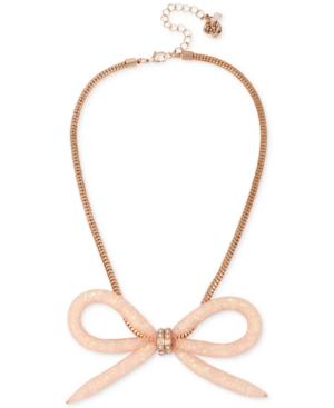 Betsey Johnson Rose Gold-tone Crystal Mesh Filled Bow Collar Necklace