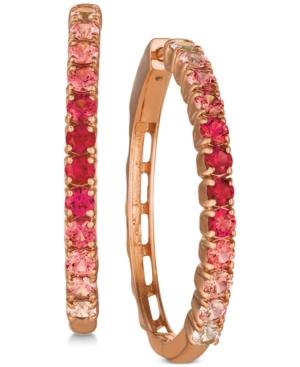 Le Vian Strawberry Layer Cake Pink Sapphire (1-1/3 Ct. T.w.) & Ruby (5/8 Ct. T.w.) Ombre Hoop Earrings In 14k Rose Gold