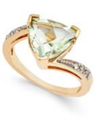 Green Quartz (3-1/4 Ct. T.w.) And Diamond Accent Ring In 14k Gold