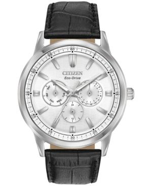 Citizen Eco-drive Men's Corso Black Leather Strap Watch 44mm