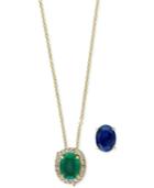 Brasilica By Effy Emerald (1-1/8 Ct. T.w.) And Sapphire (1-1/2 Ct. T.w.) Diamond Accented Interchangeable Pendant Necklace In 14k Gold