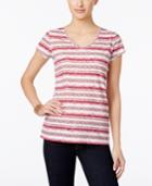 Style & Co Petite Paisley-striped T-shirt, Only At Macy's