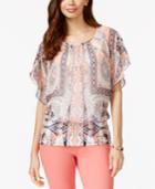 Style & Co. Petite Printed Dolman-sleeve Blouse, Only At Macy's