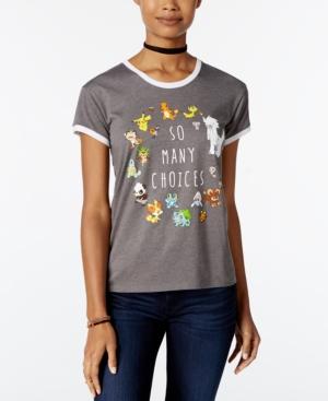 Mighty Fine Juniors' Pokemon Choices Graphic Ringer T-shirt
