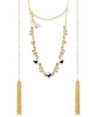 Lonna & Lilly Gold-tone Crystal Vine And Tassel Choker Necklace
