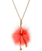 Kate Spade New York Rose Gold-tone Puff Tail Flamingo Pendant Necklace, 28 + 3 Extender