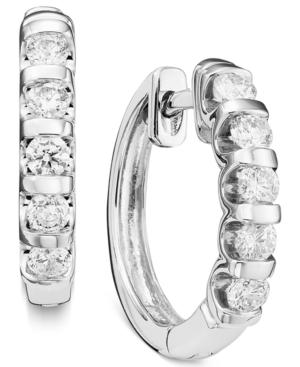 14k White Gold Channel-set Diamond Hoop Earrings (1/2 Ct. T.w.)