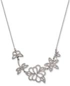 I.n.c. Woman Silver-tone Pave Flower Pendant Necklace, 16 + 3 Extender, Created For Macy's