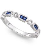 14k White Gold Sapphire (1/3 Ct. T.w.) And Diamond (1/5 Ct. T.w.) Alternating Ring