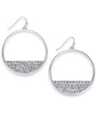 Thalia Sodi Large Silver-tone Pave Half-moon Circle Drop Earrings, 1.75, Created For Macy's