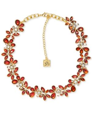 Anne Klein Gold-tone Stone And Crystal Floral Collar Necklace