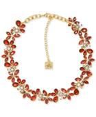 Anne Klein Gold-tone Stone And Crystal Floral Collar Necklace