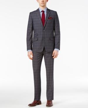 Ben Sherman Men's Slim-fit Gray Plaid Suit