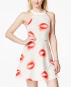 Material Girl Juniors' Printed Illusion-strap Fit-and-flare Dress, Only At Macy's
