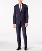 Dkny Men's Navy Plaid Slim-fit Suit