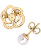 Majorica 18k Gold-plated Sterling Silver Imitation Pearl & Crystal Earring Jackets