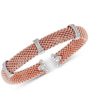 Diamond Mesh-look Station Bangle Bracelet (1/4 Ct. T.w.) In Sterling Silver & 14k Rose Gold-plated Sterling Silver
