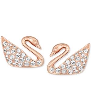 Swarovski Rose Gold-tone Crystal Swan Stud Earrings