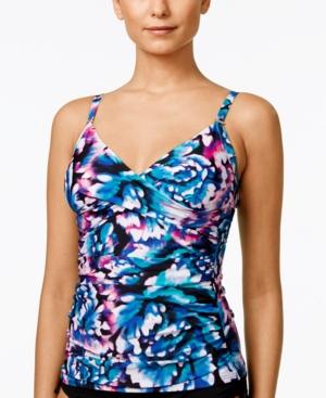 Calvin Klein Atlantis Wild Blooms Print Twist-top Tankini With Tummy Control Women's Swimsuit
