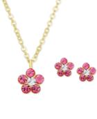 Children's Crystal Flower Pendant Necklace And Stud Earrings