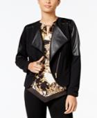 Thalia Sodi Faux-leather-trim Moto Jacket, Only At Macy's