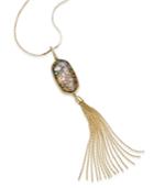 Inc International Concepts Gold-tone Shell Stone And Tassel Lariat Long Length Necklace, Only At Macy's