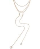 Robert Rose For Inc International Concepts Gold-tone Imitation Pearl Multi-row Lariat Necklace, Only At Macy's