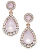 Charter Club Rose Gold-tone Pave & Pink Stone Drop Earrings, Created For Macy's