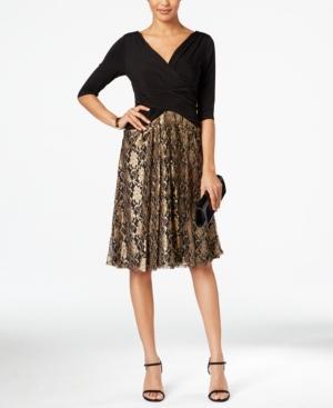 Sangria Metallic Lace Contrast Dress