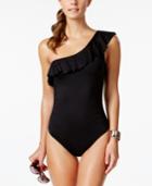 La Blanca Flirtatious Ruffle Tummy-control One-shoulder One-piece Swimsuit Women's Swimsuit