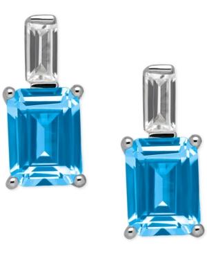 Blue Topaz (3-9/10 Ct. T.w.) And White Topaz (4/5 Ct. T.w.) Stud Earrings In Sterling Silver