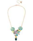 Betsey Johnson Gold-tone Multi-stone Flower Lariat Necklace