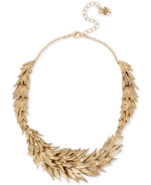 Betsey Johnson Gold-tone Crystal Feather Statement Necklace