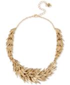 Betsey Johnson Gold-tone Crystal Feather Statement Necklace