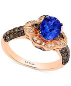 Le Vian Chocolatier Blueberry Tanzanite (1 Ct. T.w) And Diamond (2/3 Ct. T.w) Ring In 14k Rose Gold