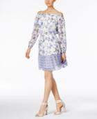 Eci Mixed-print Off-the-shoulder Peasant Dress