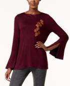 Cable & Gauge Embroidered Bell-sleeve Top