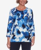 Alfred Dunner Embellished Floral-print Sweater