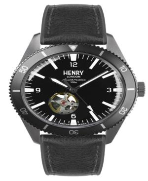 Henry London Sports Automatic Gun Metal Case Black Automatic Dial Black Silicone Strap