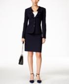 Tahari Asl Three-button Ruffled-collar Skirt Suit