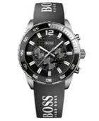 Hugo Boss Watch, Men's Chronograph Black Silicone Strap 44mm 1512868